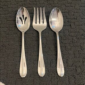 Hampton Silversmiths ELAINE Glossy Stainless Flatware Serving Utensils (3)